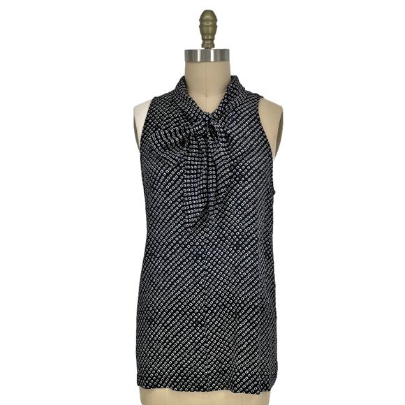 Theory x Neiman Marcus Silk Scarf Halter Top Navy Box Tile Print size Large - Picture 3 of 13